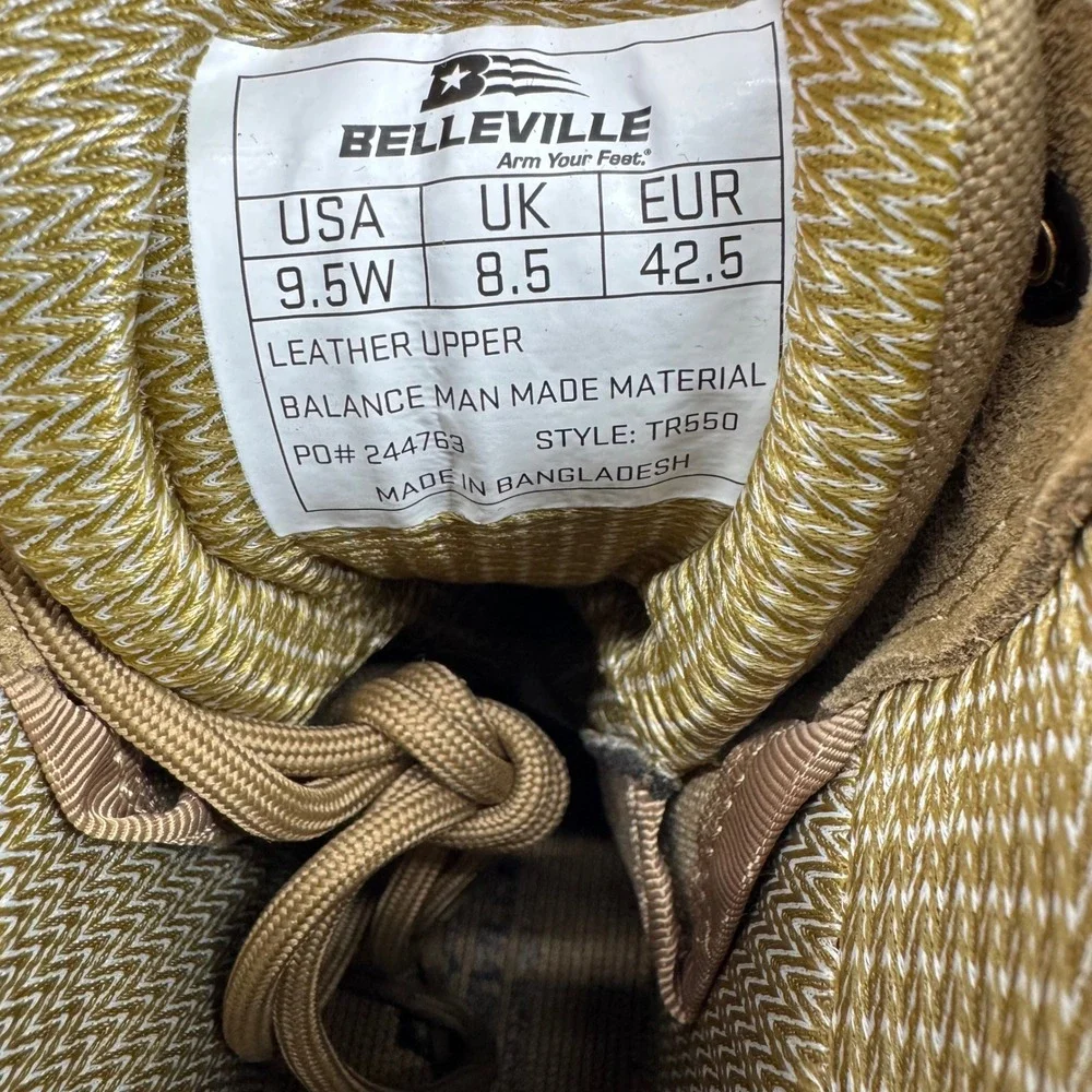 Belleville Tactical Boots Mens 9.5 Wide Coyote Brown TR550 Khyber Vibram Sole